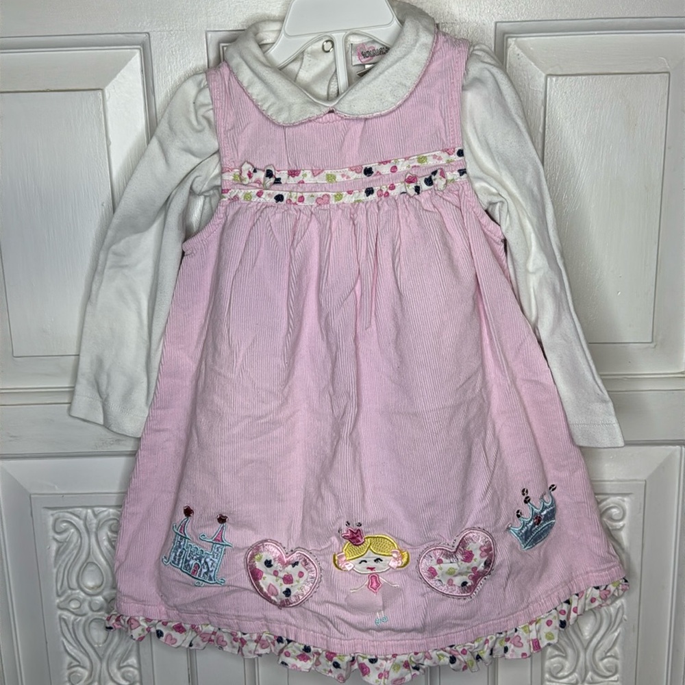 Youngland 2 Piece Corduroy Jumper With Princess Appliqués Size 4T